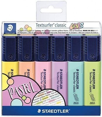 STD EST 6 MARCADORES FLUORES. TEXTSURPER CLASIC PASTEL