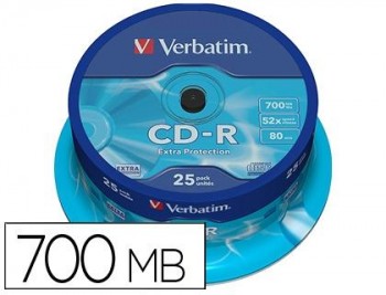 CD-R VERBATIM 700MB 80MIN BOBINA 25U.